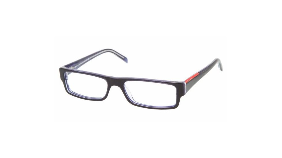 Prada Linea Rosa PS 01AV Eyeglasses Styles - Top Blue/Azure Transparent Frame w/Non-Rx 51 mm Diameter Lenses, ZXZ1O1-5115