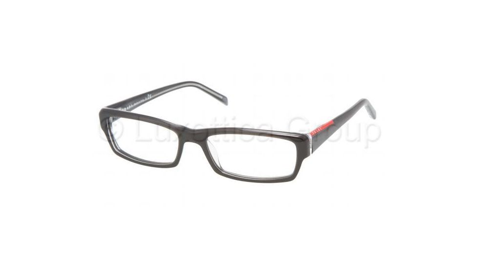 Prada Linea Rosa PS09AV SV Prescription Eyeglasses - Black/Transparent Gray Frame / 55 mm Prescription Lenses, ZXX1O1-5516