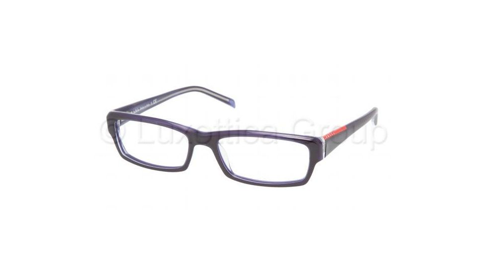 Prada Linea Rosa PS09AV SV Prescription Eyeglasses - Top Blue/Azure Transparent Frame / 53 mm Prescription Lenses, ZXZ1O1-5316