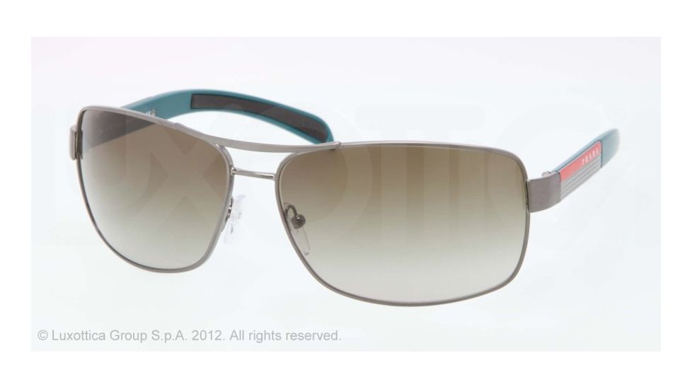 Prada Linea Rosa Sunglasses PS54IS 75S4M1-65 - Brushed Gunmetal Frame, Green Gradient Lenses