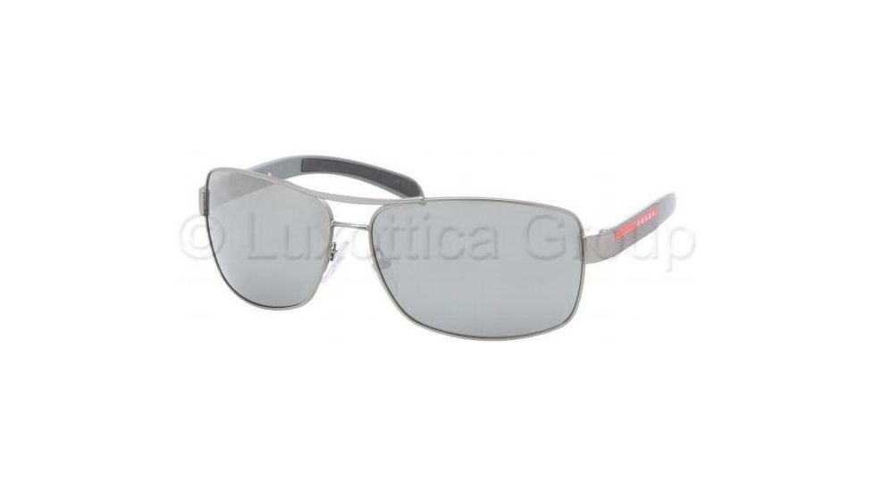 Prada Linea Rosa Sunglasses PS54IS 7CQ7W1-6514 - Gunmetal Demi Shiny Silver Mirror