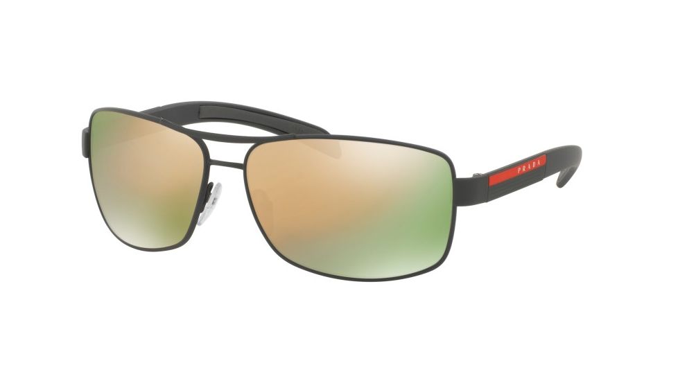 Prada Linea Rosa Sunglasses PS54IS TIG2D2-65 - Grey Rubber Frame, Grey Mirror Rose Gold Lenses