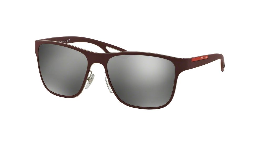 Prada LJ SILVER PS56QS Single Vision Prescription Sunglasses PS56QS-TWM7W1-56 - Lens Diameter 56 mm, Frame Color Bordeaux Rubber