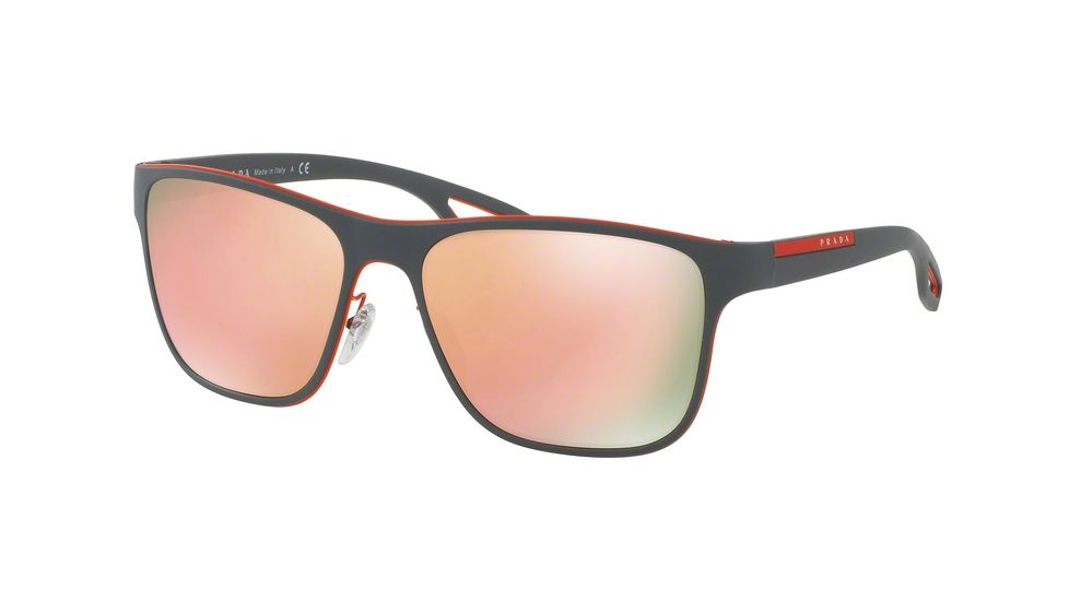 Prada LJ SILVER PS56QS Single Vision Prescription Sunglasses PS56QS-VHL6Q2-56 - Lens Diameter 56 mm, Frame Color Orange/grey Rubber