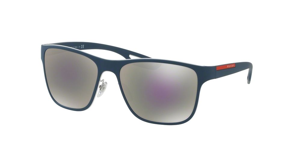 Prada LJ SILVER PS56QS Single Vision Prescription Sunglasses PS56QS-VHN2E2-56 - Lens Diameter 56 mm, Frame Color White/avio Rubber