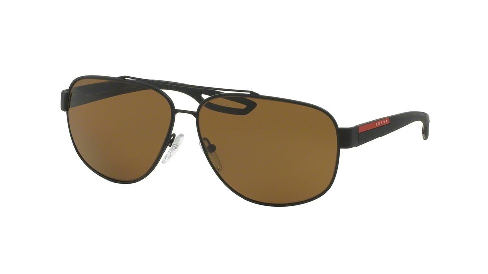 Prada LJ SILVER PS58QS Progressive Prescription Sunglasses PS58QS-DG05Y1-63 - Lens Diameter 63 mm, Frame Color Black Rubber