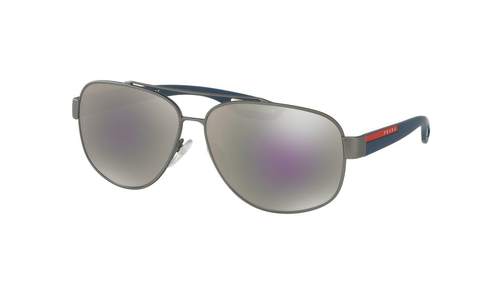 Prada LJ SILVER PS58QS Progressive Prescription Sunglasses PS58QS-DG12E2-63 - Lens Diameter 63 mm, Frame Color Gunmetal Rubber