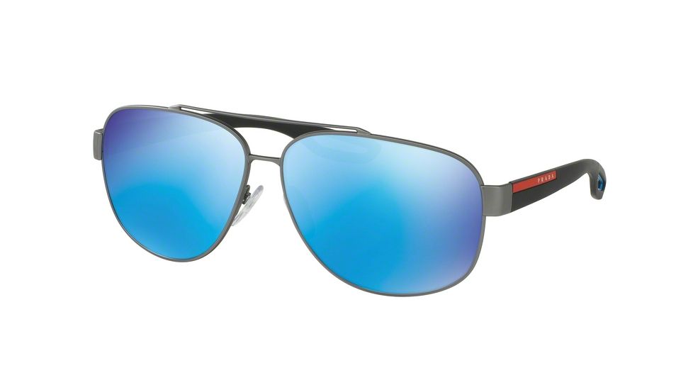 Prada LJ SILVER PS58QS Progressive Prescription Sunglasses PS58QS-DG15M2-63 - Lens Diameter 63 mm, Frame Color Gunmetal Rubber