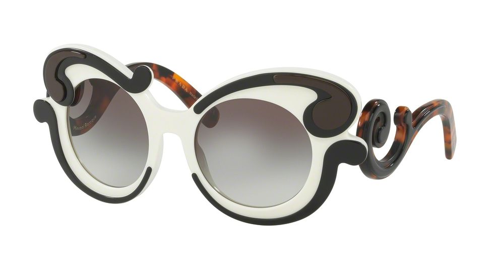 Prada MINIMAL BAROQUE PR23NS Sunglasses VAJ0A7-52 - Black Ivory Frame, Grey Gradient Lenses