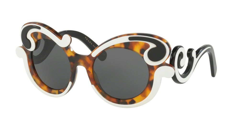 Prada MINIMAL BAROQUE PR23NS Sunglasses VAL1A1-52 - Ivory Havana Frame, Grey Lenses