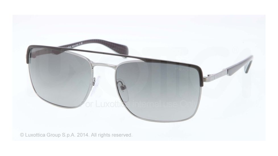 Prada MINIMAL CONCEPT PR50QS Progressive Prescription Sunglasses PR50QS-GAQ2D0-58 - Lens Diameter 58 mm, Frame Color Matte Black/Gunmetal