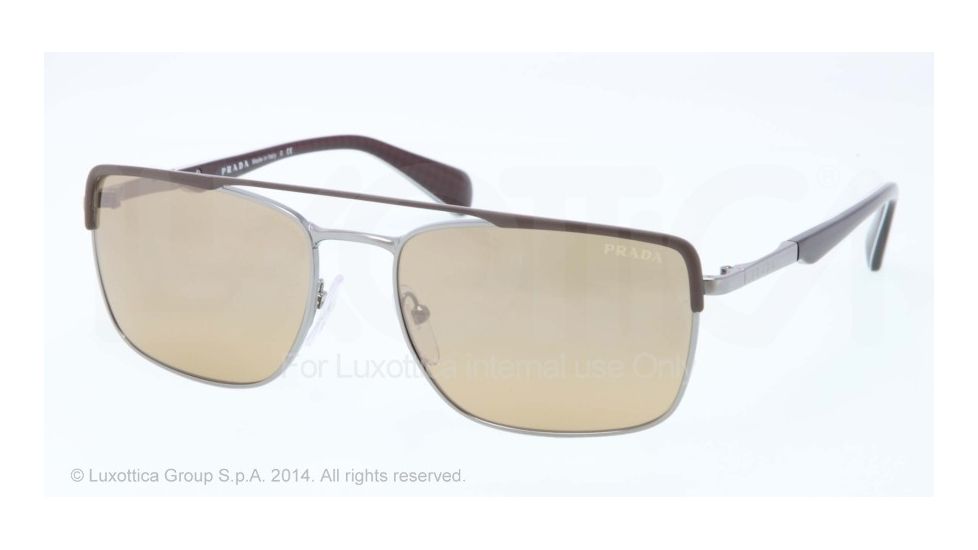 Prada MINIMAL CONCEPT PR50QS Progressive Prescription Sunglasses PR50QS-LAH2C2-58 - Lens Diameter 58 mm, Frame Color Matte Brown/Gunmetal