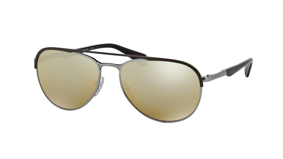 Prada MINIMAL CONCEPT PR51QS Progressive Prescription Sunglasses PR51QS-LAH2C2-59 - Lens Diameter 59 mm, Frame Color Matte Brown/Gunmetal