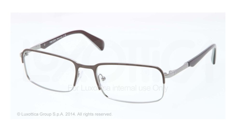 Prada MINIMAL CONCEPT PR61QV Single Vision Prescription Eyeglasses LAH1O1-56 - Top Matte Brown/gunmetal Frame