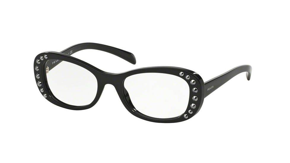Prada ORNATE PR21RV Progressive Prescription Eyeglasses 1AB1O1-51 - Black Frame