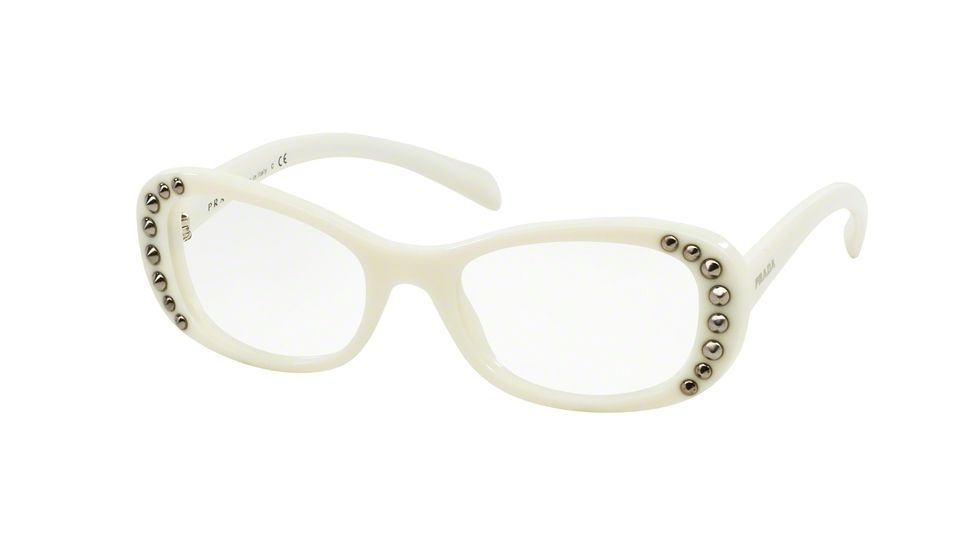 Prada ORNATE PR21RV Progressive Prescription Eyeglasses 7S31O1-51 - Ivory Frame