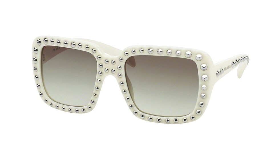 Prada ORNATE PR30QS Sunglasses 7S30A7-56 - Ivory Frame, Grey Gradient Lenses