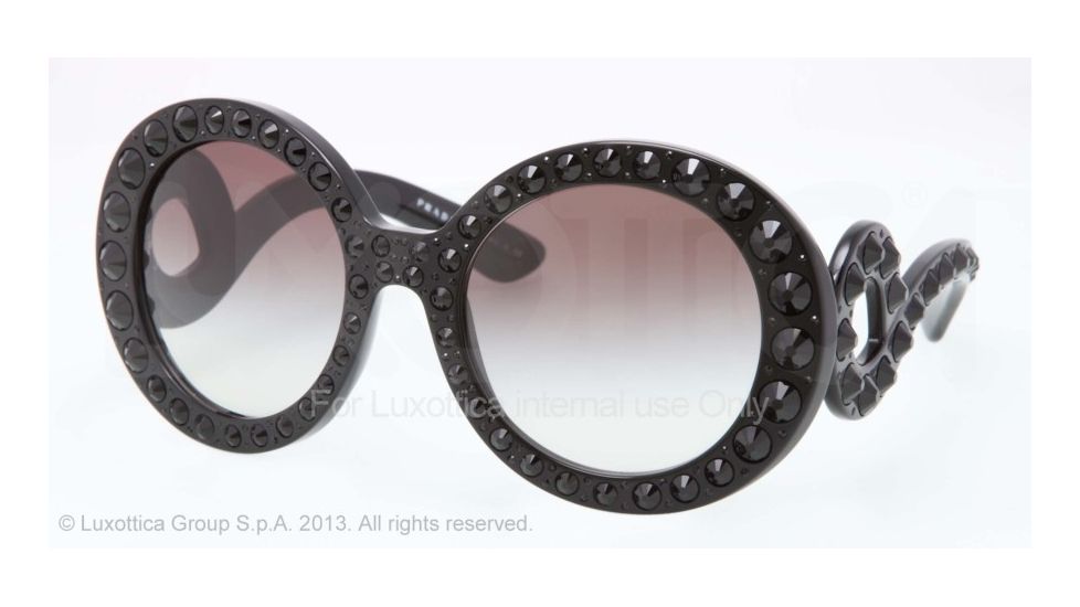 Prada ORNATE PR31PS Single Vision Prescription Sunglasses PR31PS-1AB0A7-55 - Lens Diameter 55 mm, Frame Color Black