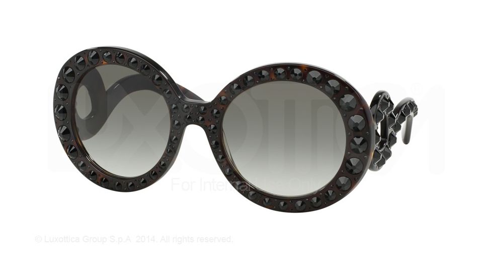 Prada ORNATE PR31PS Single Vision Prescription Sunglasses PR31PS-2AU0A7-55 - Lens Diameter 55 mm, Frame Color Havana
