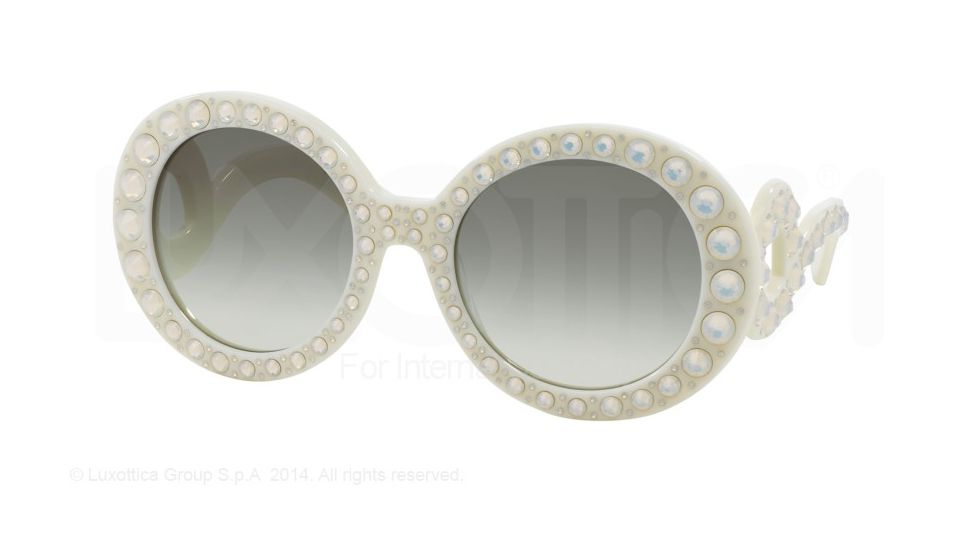 Prada ORNATE PR31PS Single Vision Prescription Sunglasses PR31PS-TKL0A7-55 - Lens Diameter 55 mm, Frame Color Ivory