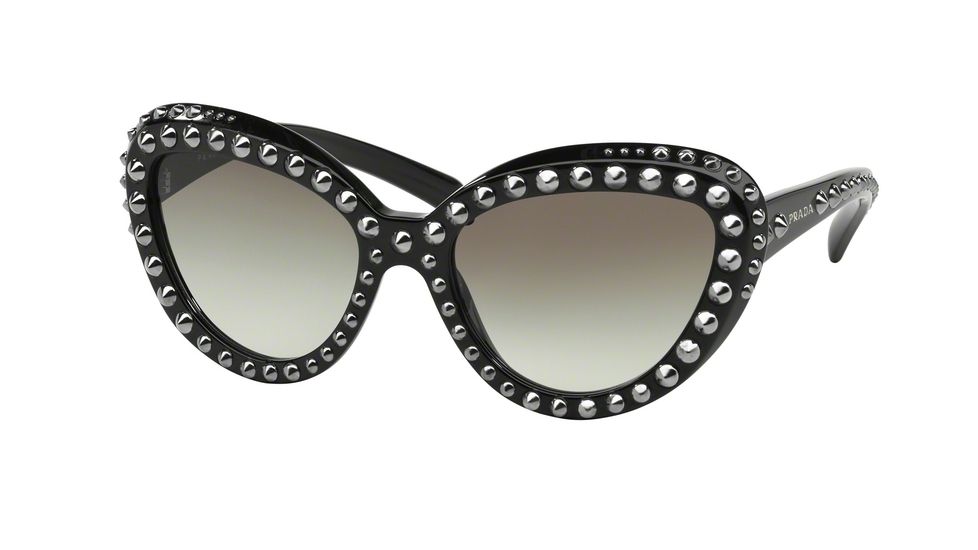 Prada ORNATE PR31QS Single Vision Prescription Sunglasses PR31QS-1AB0A7-57 - Lens Diameter 57 mm, Frame Color Black