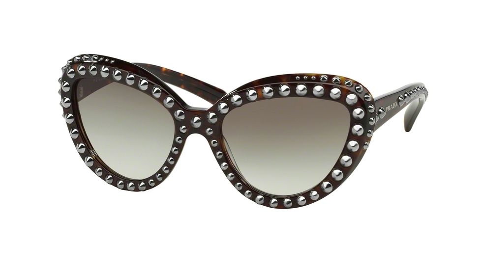 Prada ORNATE PR31QS Single Vision Prescription Sunglasses PR31QS-2AU0A7-57 - Lens Diameter 57 mm, Frame Color Havana