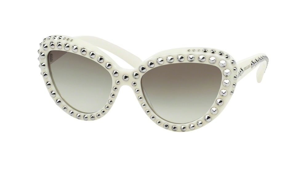 Prada ORNATE PR31QS Single Vision Prescription Sunglasses PR31QS-7S30A7-57 - Lens Diameter 57 mm, Frame Color Ivory