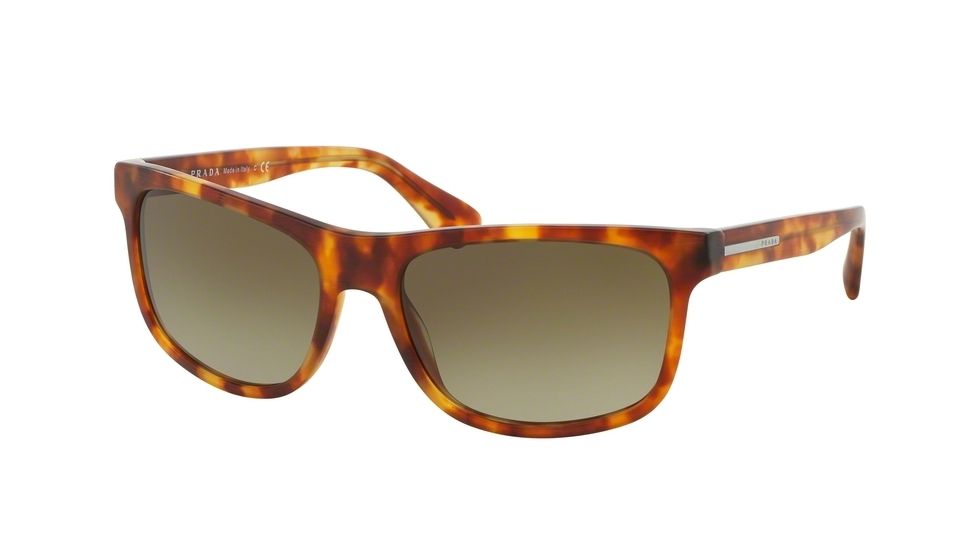 Prada PLAQUE PR15RS Single Vision Prescription Sunglasses PR15RS-TWO1X1-60 - Lens Diameter 60 mm, Frame Color Matte Brushed Light Havana