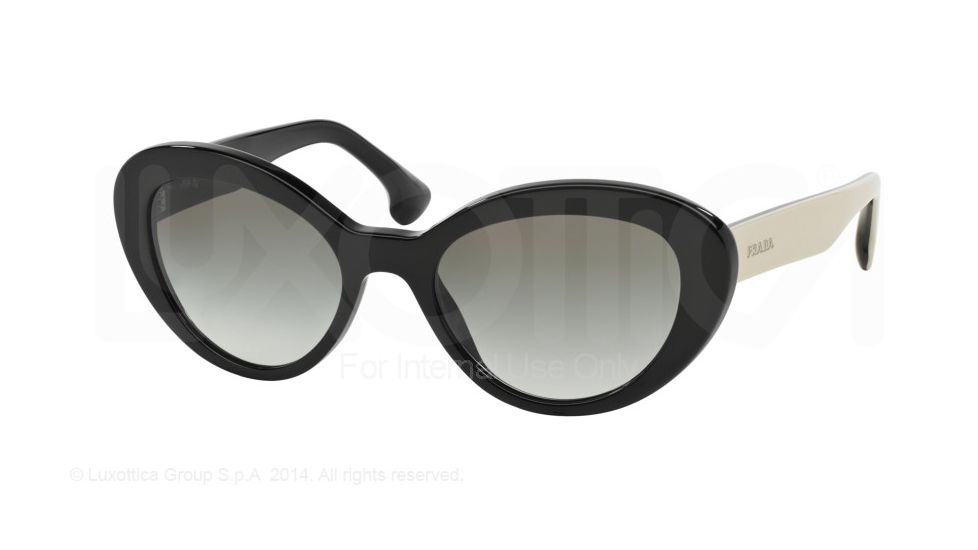 Prada PORTRAIT PR15QS Single Vision Prescription Sunglasses PR15QS-1AB0A7-53 - Lens Diameter 53 mm, Frame Color Black