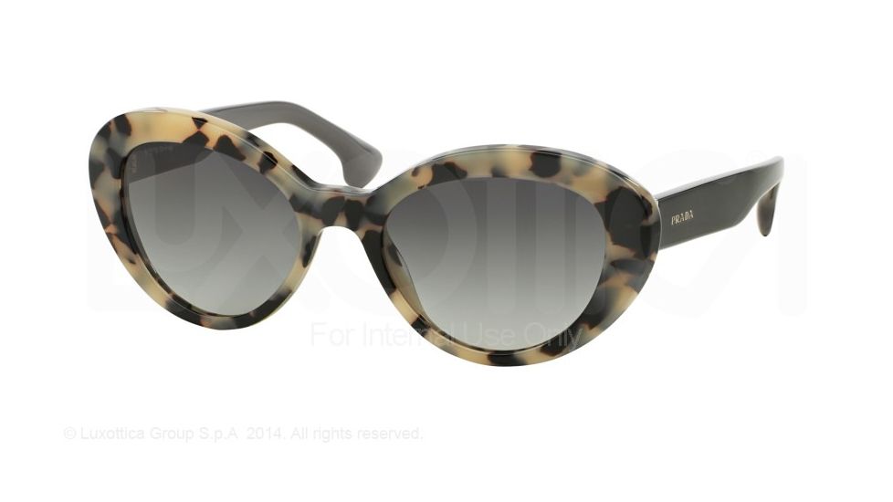 Prada PORTRAIT PR15QS Single Vision Prescription Sunglasses PR15QS-KAD3M1-53 - Lens Diameter 53 mm, Frame Color White Havana