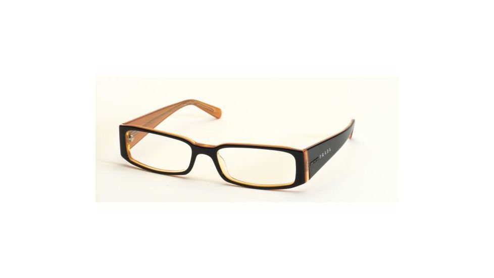 Prada PR 10FV Eyeglasses Styles - Top Black On Orange Frame w/Non-Rx 49 mm Diameter Lenses, 2BX1O1-4916