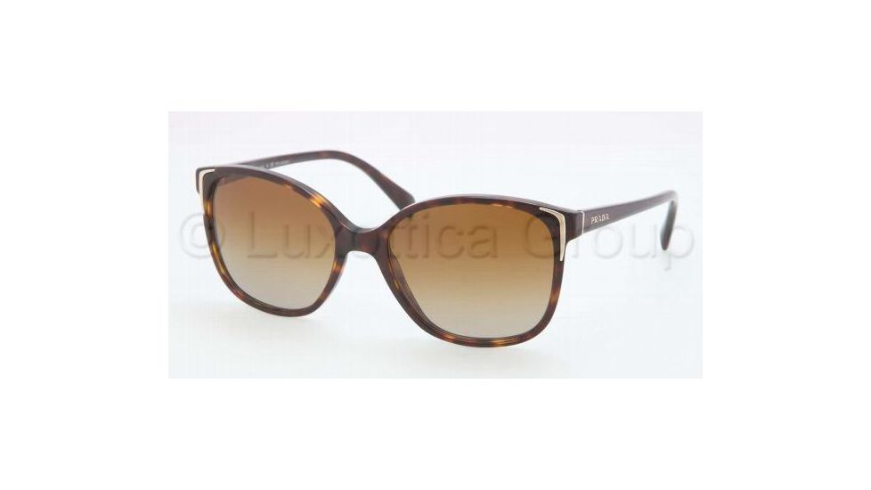 Prada PR01OS Sunglasses 2AU6E1-5517 - Havana Frame, Polarized Brown Gradient Lenses