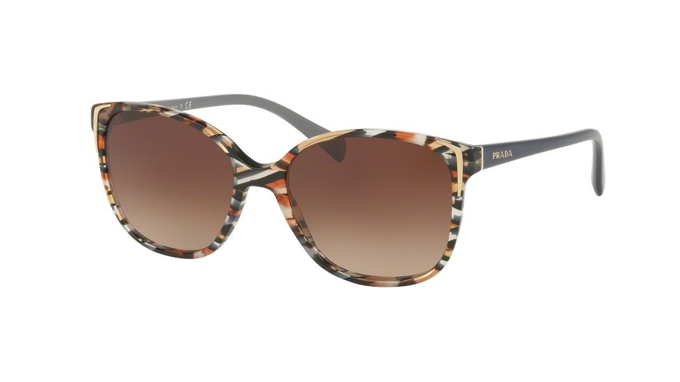 Prada PR01OS Sunglasses CO56S1-55 - Havana/ears Avio Blue Frame, Brown Gradient Lenses