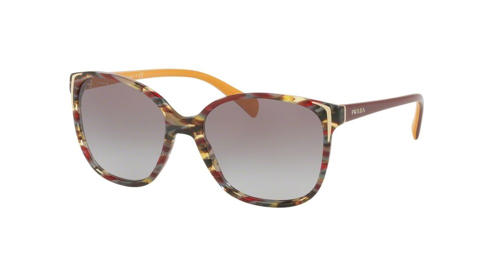 Prada PR01OS Sunglasses TH63E2-55 - Havana/ears Bord Yellow Frame, Grey Gradient Grey Lenses