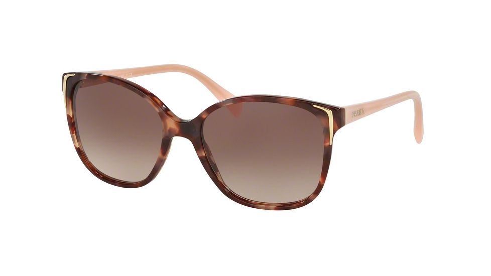 Prada PR01OS Sunglasses UE00A6-55 - Spotted Brown Pink Frame, Brown Gradient Lenses