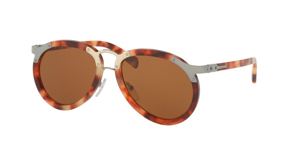 Prada PR01TS Sunglasses U642Z1-56 - Red Havana Frame, Brown Lenses