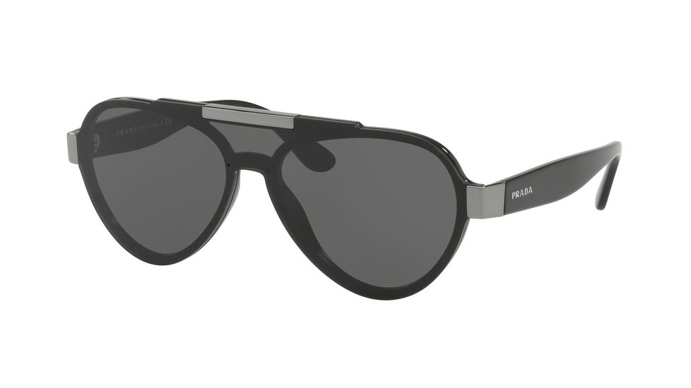 Prada PR01US Single Vision Prescription Sunglasses PR01US-1AB5S0-44 - Lens Diameter 44 mm, Frame Color Black
