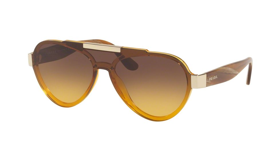 Prada PR01US Single Vision Prescription Sunglasses PR01US-VY60D4-44 - Lens Diameter 44 mm, Frame Color Yellow