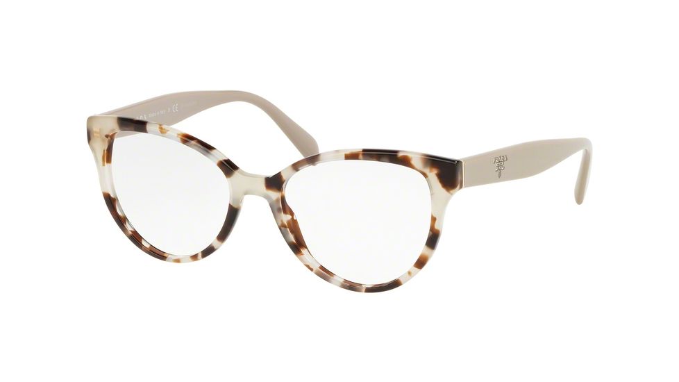 Prada PR01UV Single Vision Prescription Eyeglasses, 52mm, Spotted Opal Brown, PR01UV-UAO1O1-52-SV