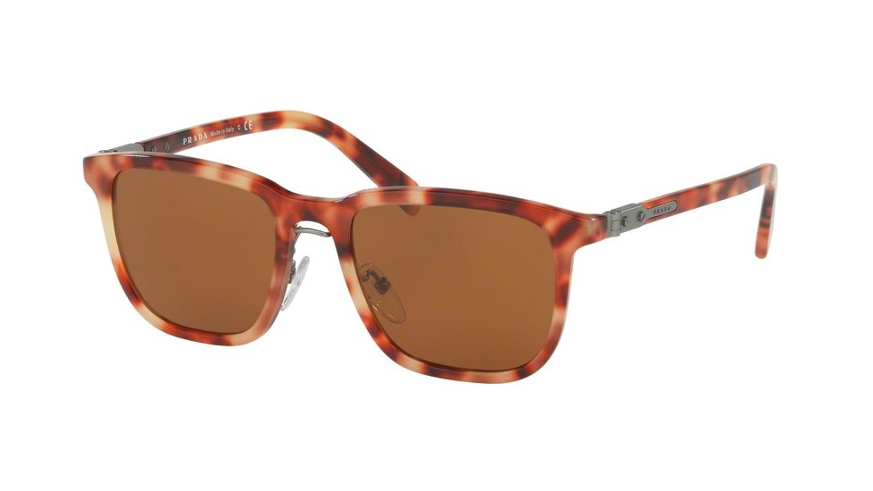 Prada PR02TS Single Vision Prescription Sunglasses PR02TS-U642Z1-52 - Lens Diameter 52 mm, Frame Color Red Havana