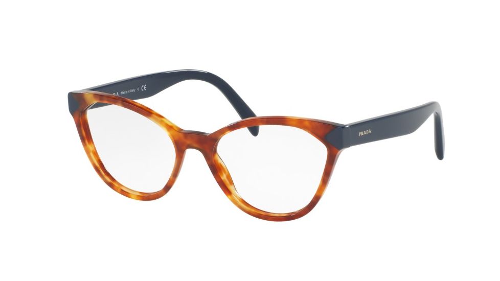 Prada PR02TVF Progressive Prescription Eyeglasses 4BW1O1-54 - Medium Havana Frame