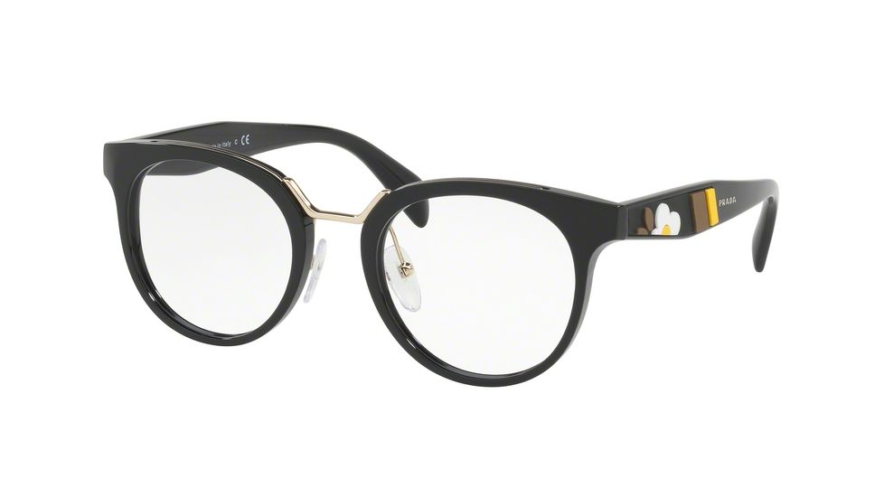 Prada PR03UV Single Vision Prescription Eyeglasses 1AB1O1-51 - Black Frame