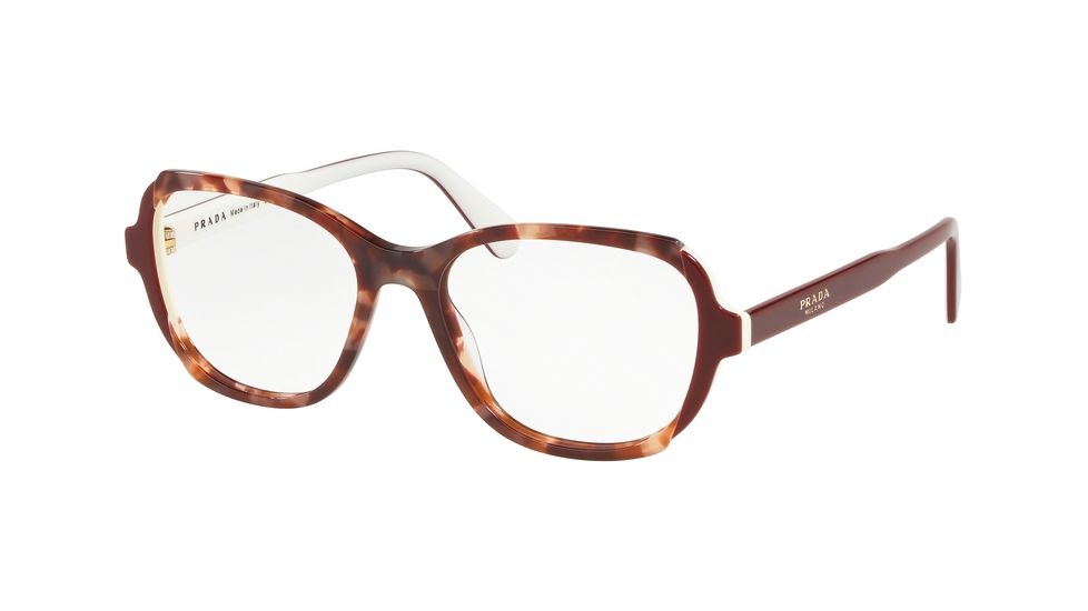 Prada PR03VV Eyeglass Frames CDK1O1-52 - Pink Havana/Top Bordeaux/Ivory Frame