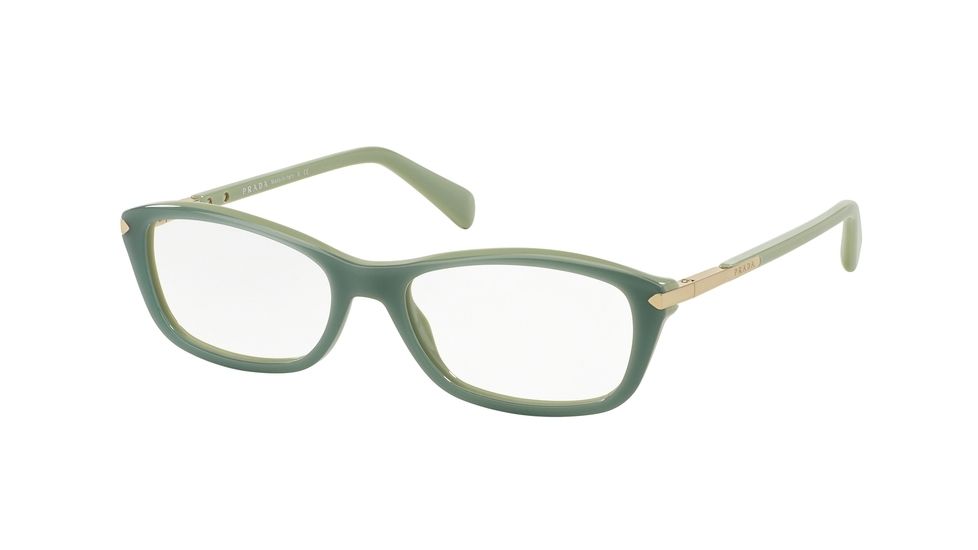 Prada PR04PV Prescription Eyeglasses TKQ1O1-54 - Opal Dark Green On Green Frame