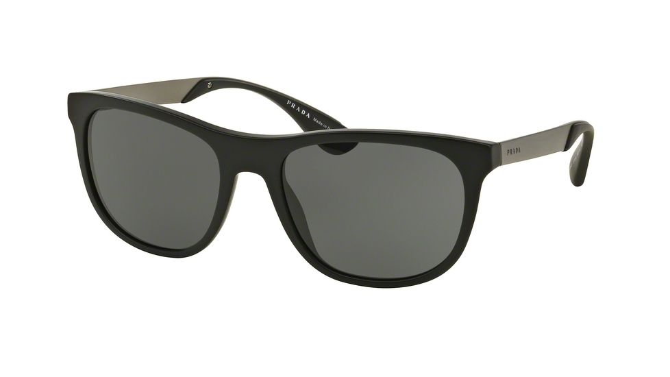 Prada PR04SSF Sunglasses 1BO1A1-57 - Matte Black Frame, Grey Lenses