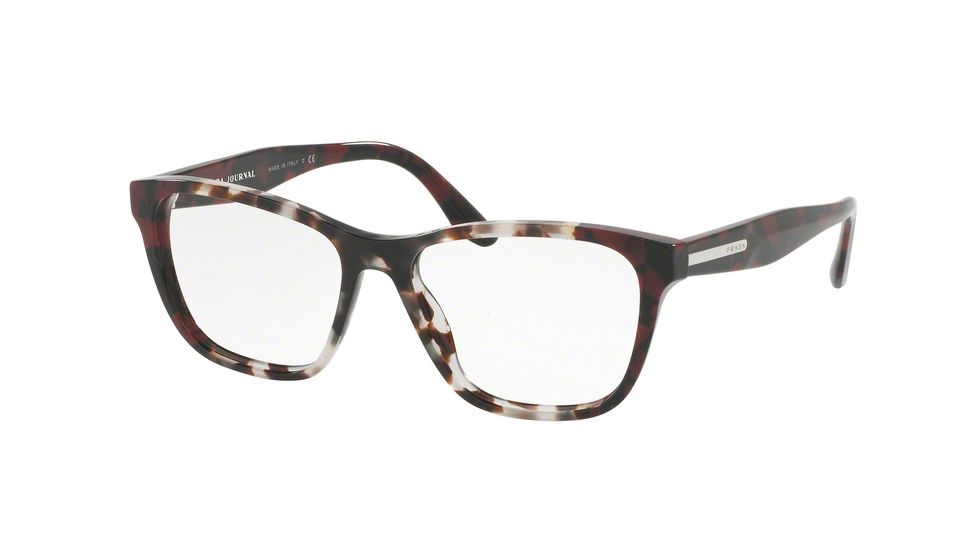 Prada PR04TV Progressive Prescription Eyeglasses U6K1O1-52 - Spotted Op Brown/spotted Red Frame