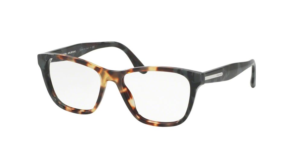 Prada PR04TV Progressive Prescription Eyeglasses U6M1O1-52 - Medium Havana/spotted Green Frame