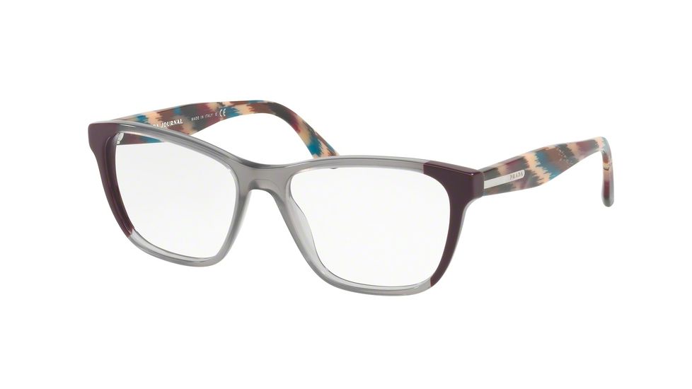 Prada PR04TV Progressive Prescription Eyeglasses VYN1O1-52 - Plum/grey/plum Frame