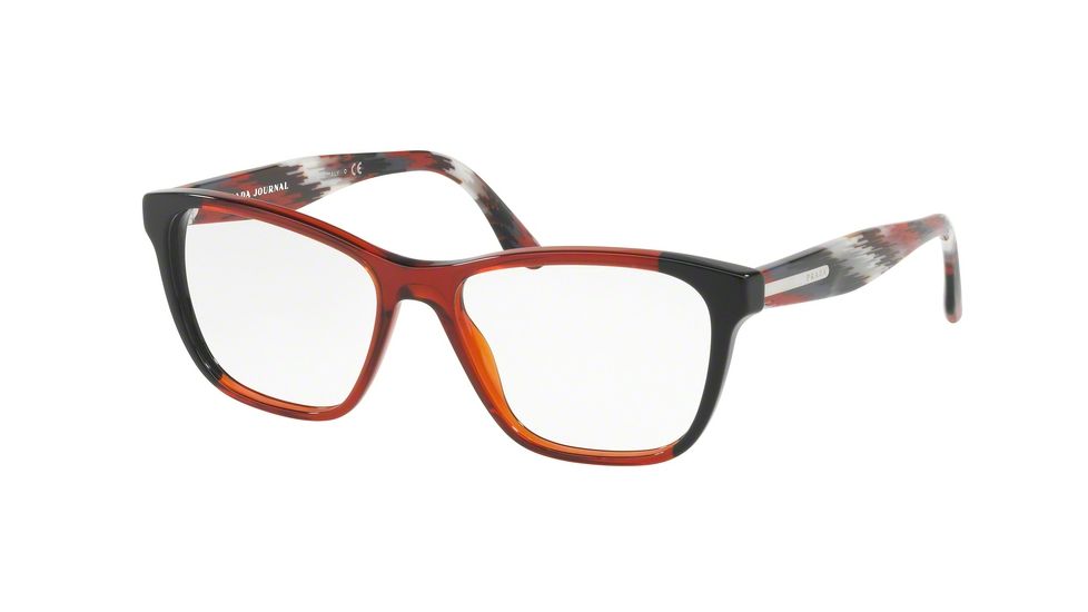 Prada PR04TV Progressive Prescription Eyeglasses VYO1O1-52 - Black/bordeaux/black Frame