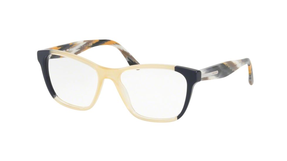 Prada PR04TV Progressive Prescription Eyeglasses VYP1O1-52 - Blue/Yellow Blue Frame